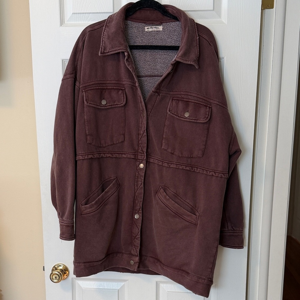 Womens We The Free Ruby Jacket Shacket maroon distressed sz L Free People